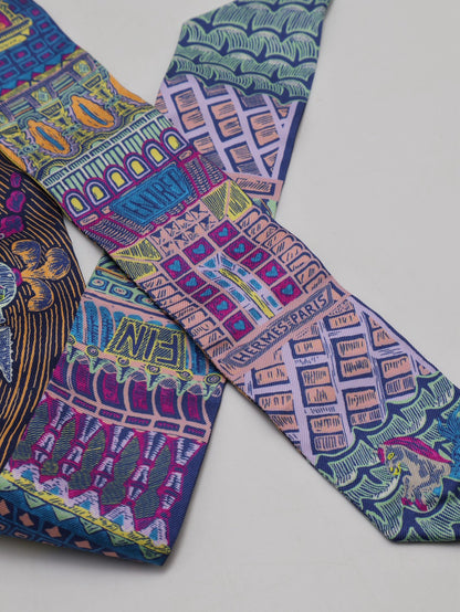 HERMES Super Silk Quest絲巾大冒險Twilly - 鈷藍/黃