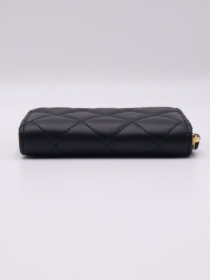 CHANEL 經典羊皮拉鍊零錢包 - 黑金