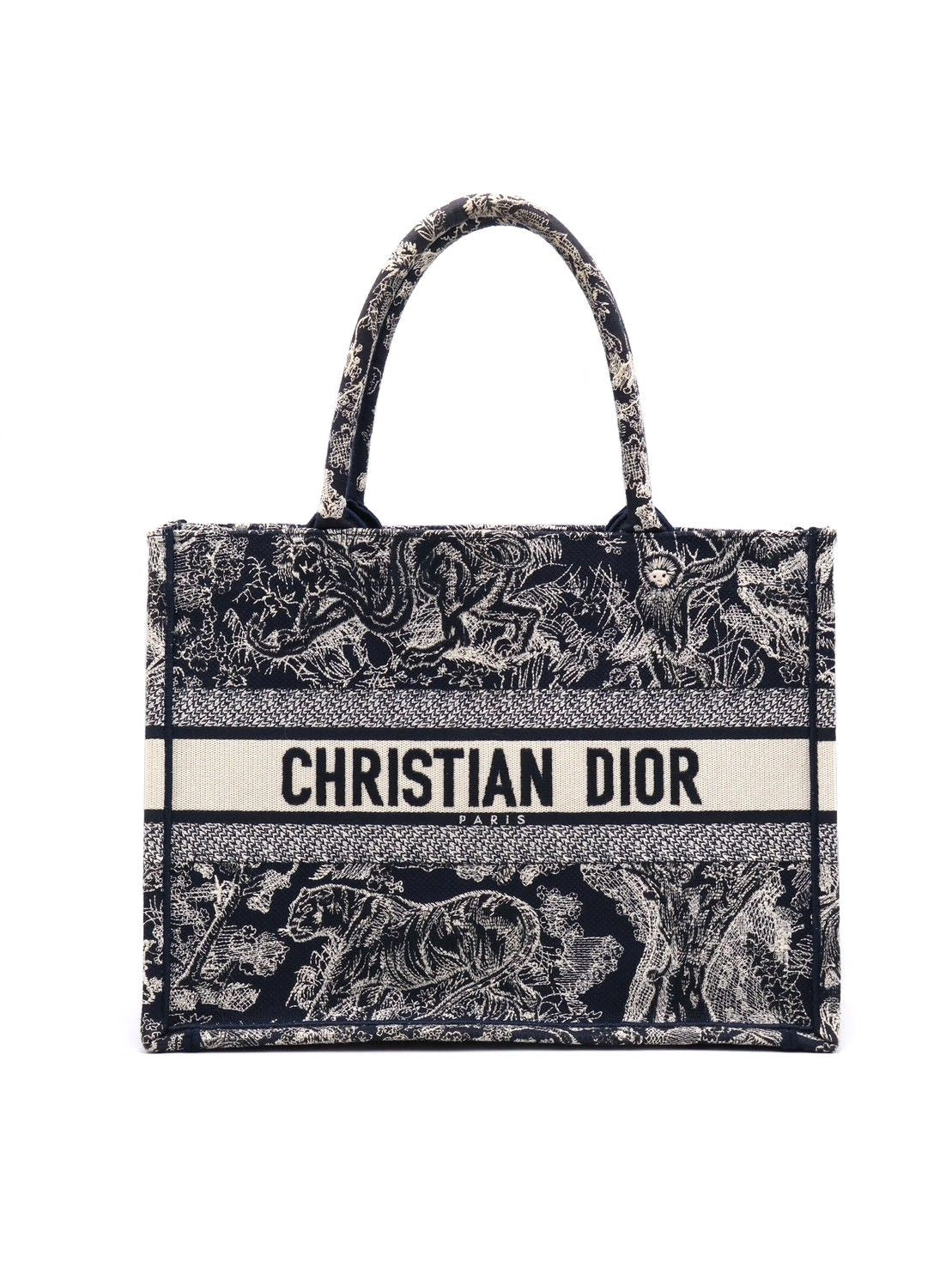 DIOR 刺繡動物園Tote - 中號深藍