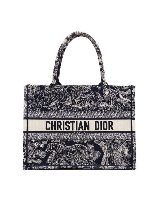 DIOR 刺繡動物園Tote - 中號深藍