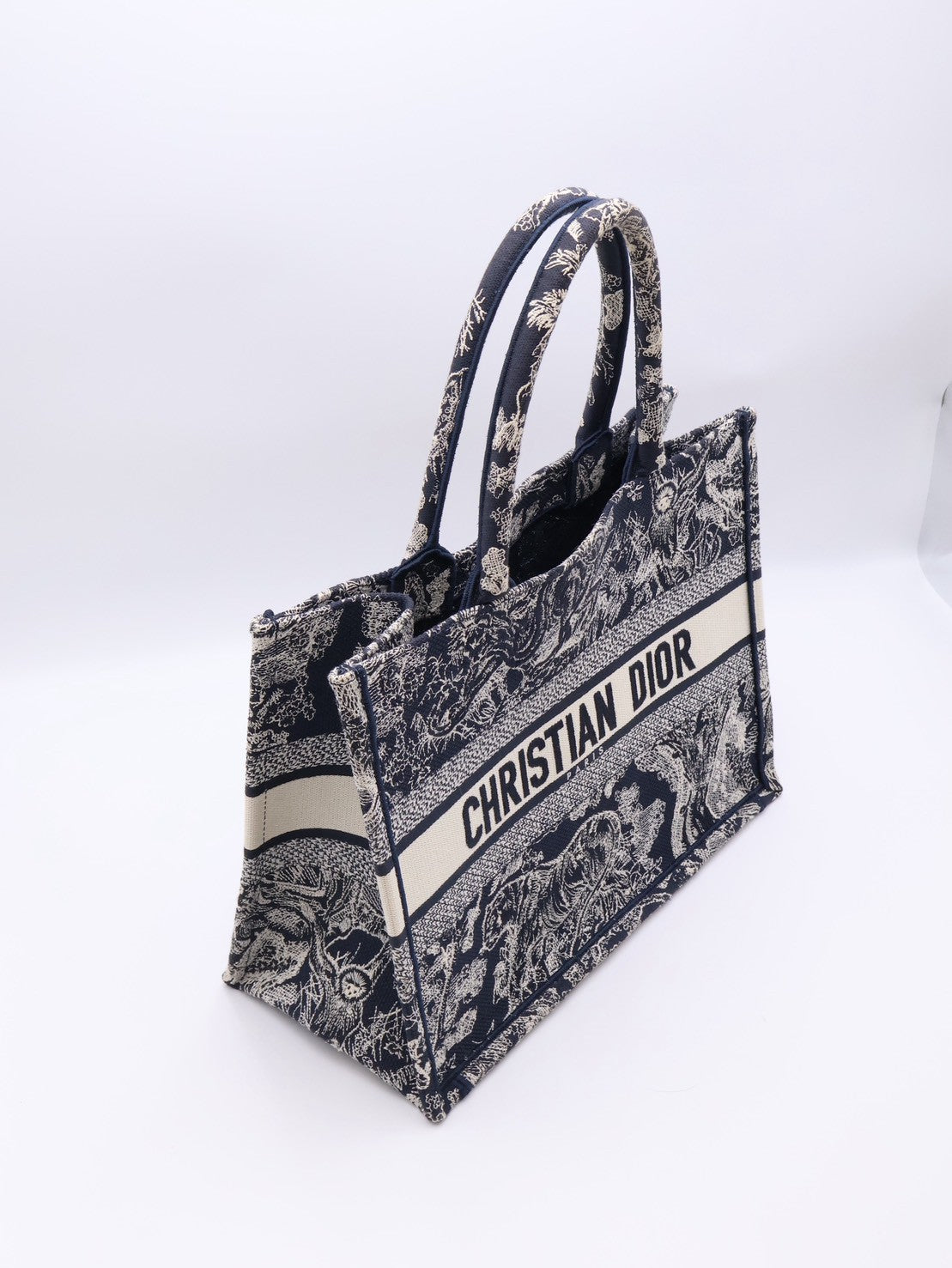 DIOR 刺繡動物園Tote - 中號深藍