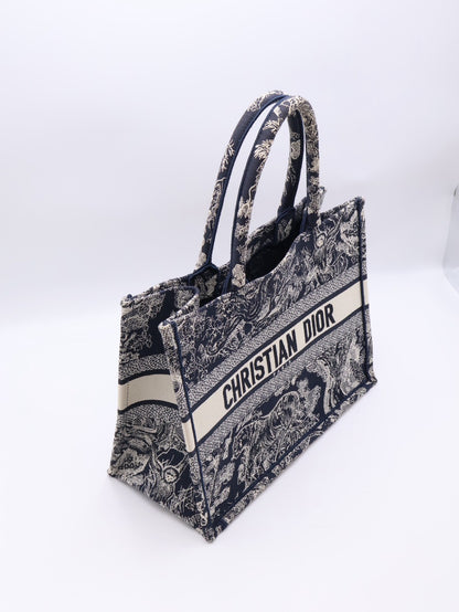 DIOR 刺繡動物園Tote - 中號深藍