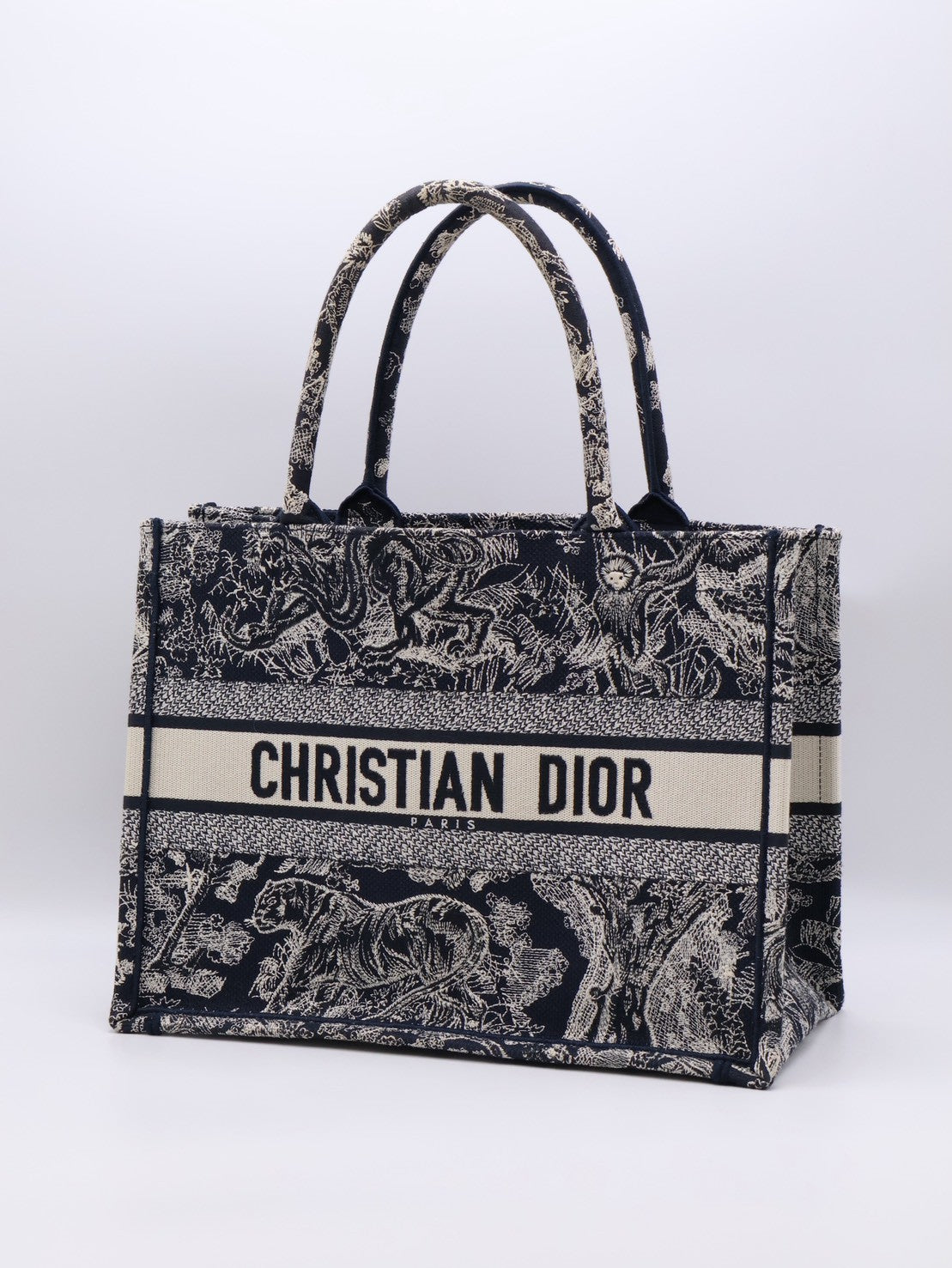 DIOR 刺繡動物園Tote - 中號深藍