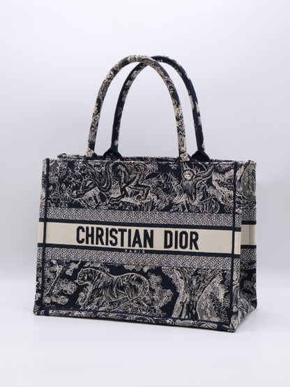 DIOR 刺繡動物園Tote - 中號深藍