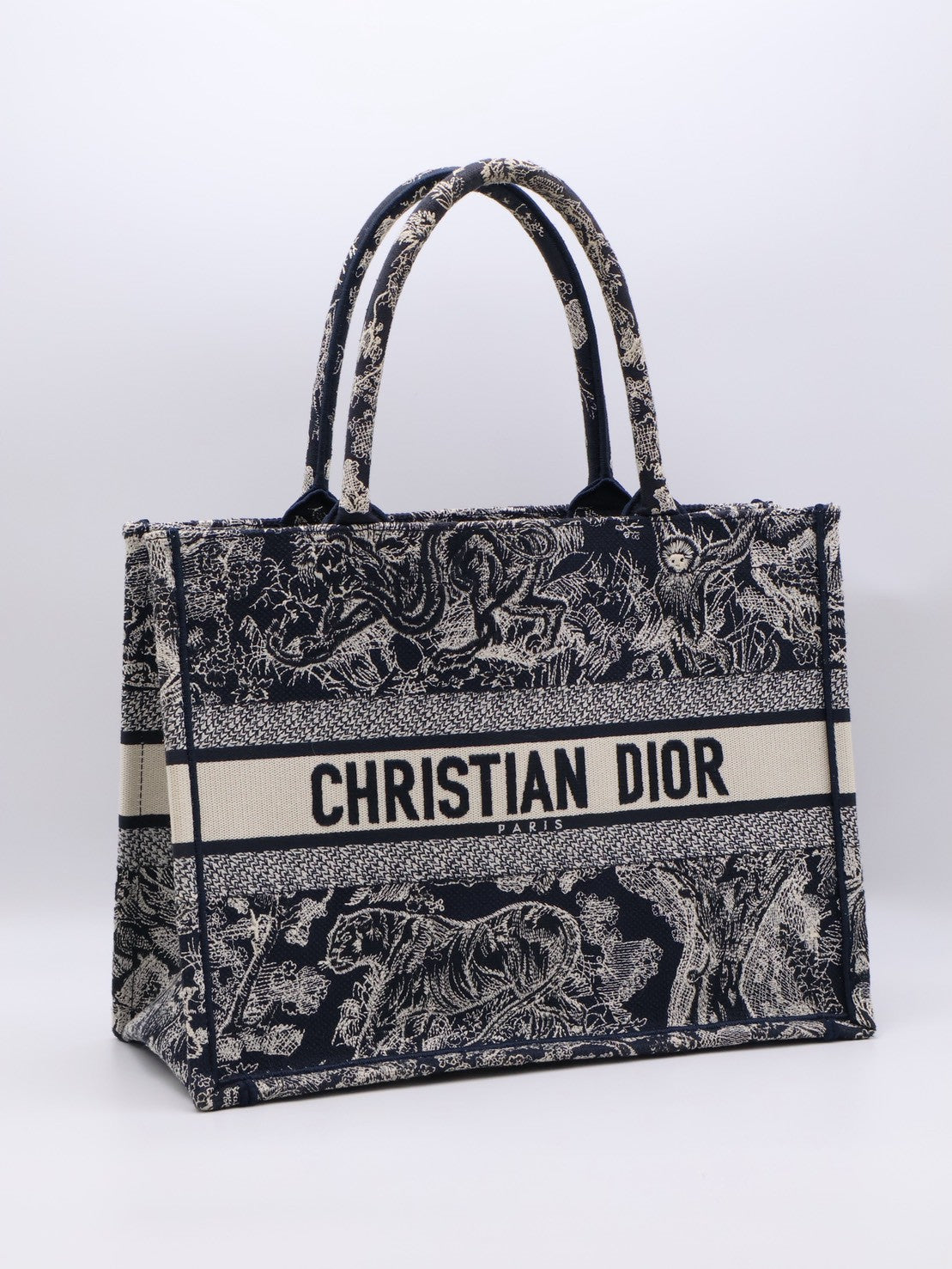 DIOR 刺繡動物園Tote - 中號深藍