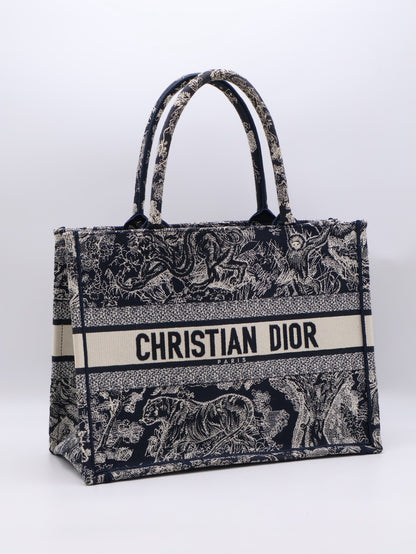 DIOR 刺繡動物園Tote - 中號深藍
