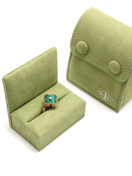 Van Cleef & Arpels 孔雀石18K金四葉草戒指 - Vintage Alhambra