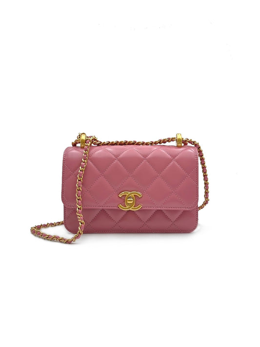 CHANEL 24C 雙金球口蓋包 - 粉金
