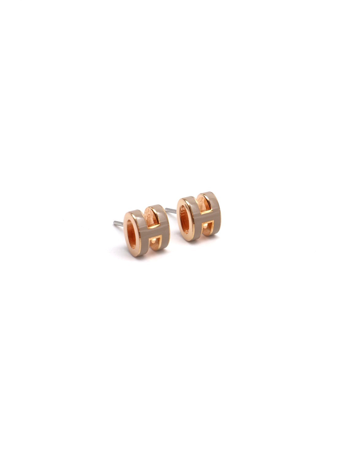 HERMES Mini Pop H耳環 - 奶茶玫瑰金