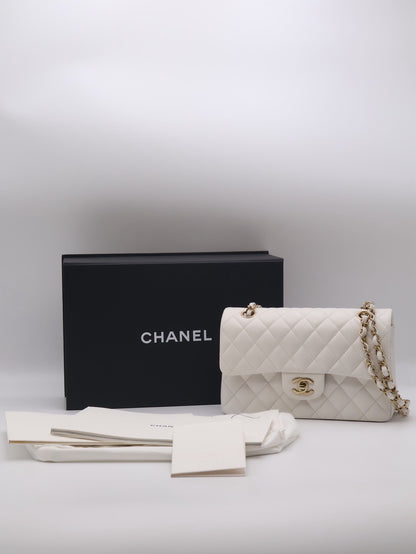 CHANEL 經典口蓋包 CF23 - 粒面牛皮白金
