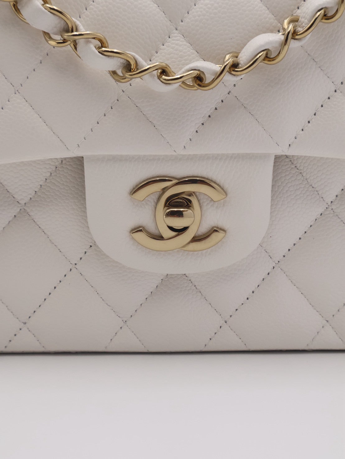 CHANEL 經典口蓋包 CF23 - 粒面牛皮白金