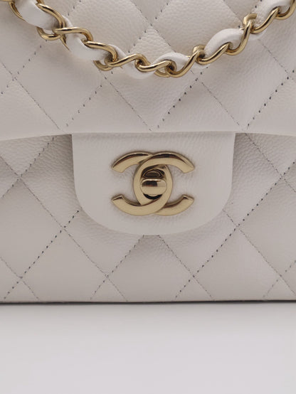 CHANEL 經典口蓋包 CF23 - 粒面牛皮白金