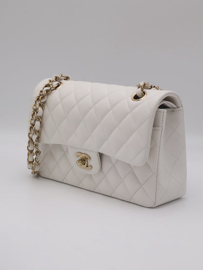 CHANEL 經典口蓋包 CF23 - 粒面牛皮白金