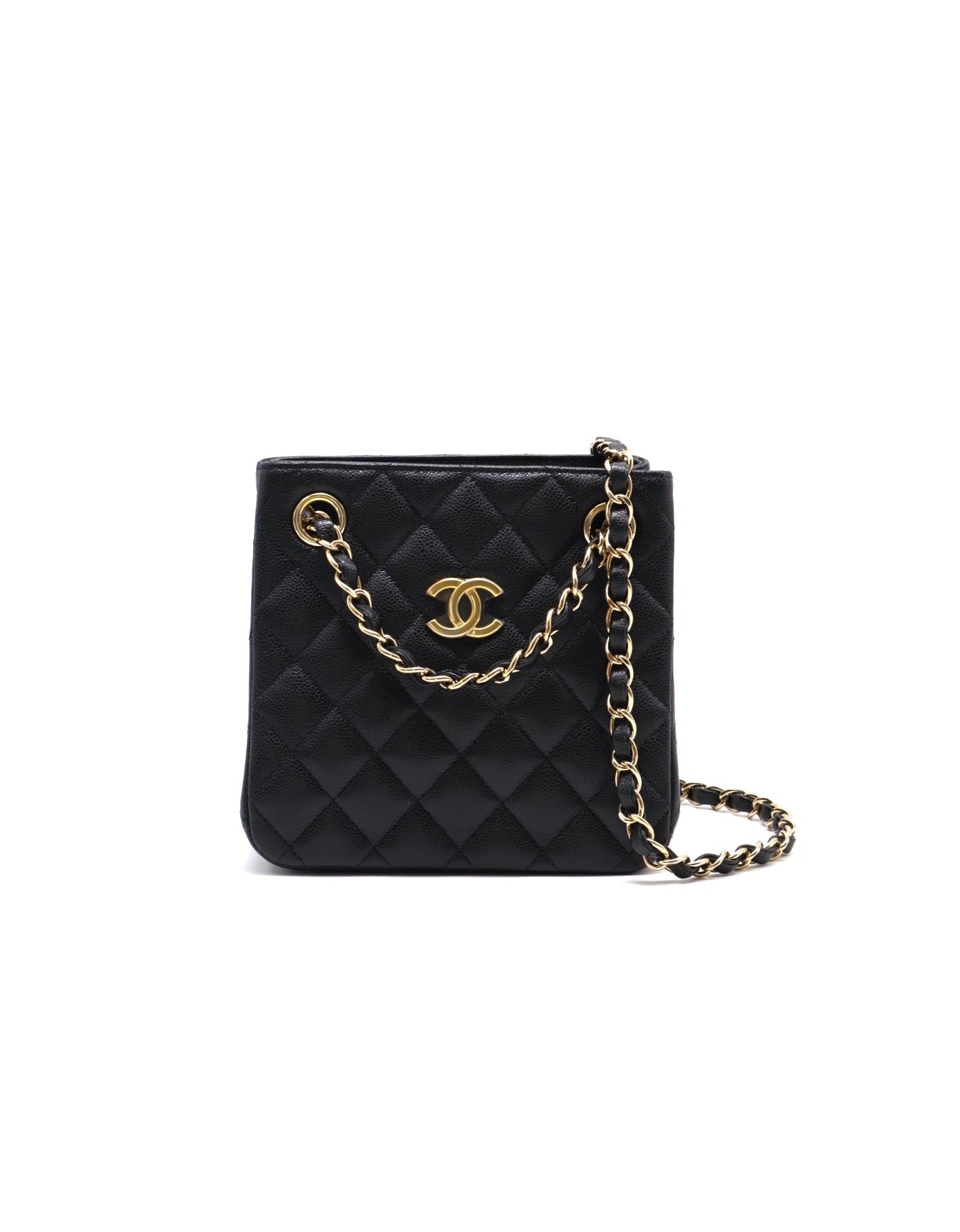 CHANEL Mini Tote粒面牛皮水桶包 - 黑金