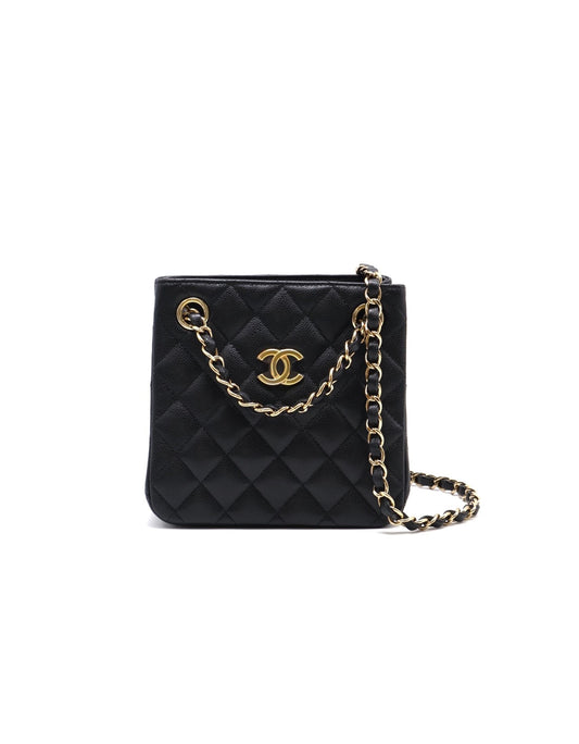 CHANEL Mini Tote粒面牛皮水桶包 - 黑金