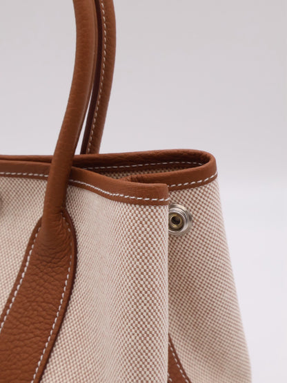 HERMES Mini Garden Party - Gold 37 帆布金棕
