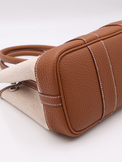 HERMES Mini Garden Party - Gold 37 帆布金棕