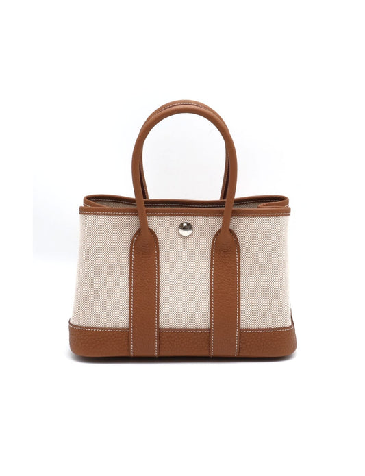 HERMES Mini Garden Party - Gold 37 帆布金棕