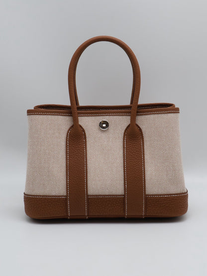 HERMES Mini Garden Party - Gold 37 帆布金棕