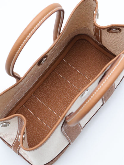 HERMES Mini Garden Party - Gold 37 帆布金棕