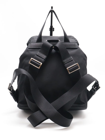 PRADA Re-Nylon雙口袋束繩後背包 - 小號黑銀