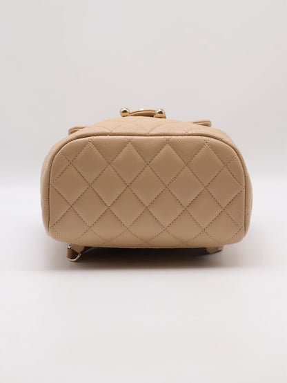 CHANEL 薩爾茨堡雙肩包 - 中號米金