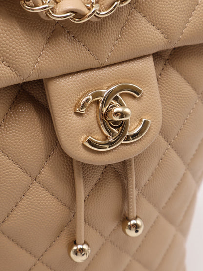 CHANEL 薩爾茨堡雙肩包 - 中號米金