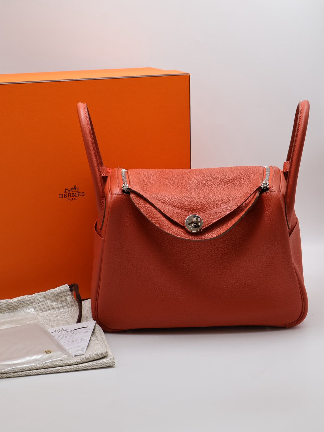 HERMES Lindy 30 - 粉橘 / 蜜桃粉銀 🅁