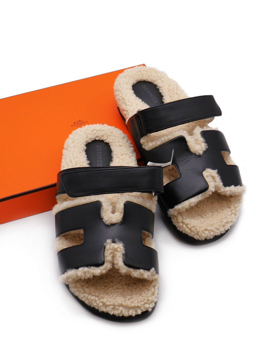 HERMES Chypre 泰迪拖鞋 - 黑 40