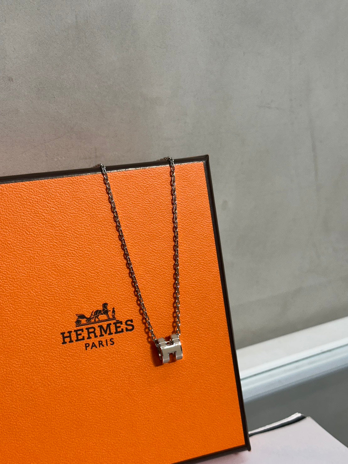 HERMES Mini Pop H項鍊 - 奶茶銀