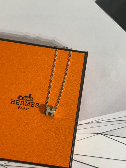 HERMES Mini Pop H項鍊 - 奶茶銀