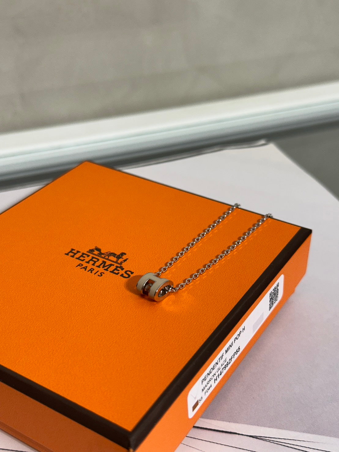 HERMES Mini Pop H項鍊 - 奶茶銀