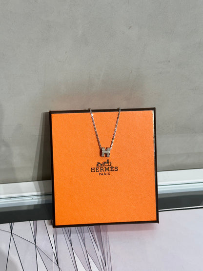 HERMES Mini Pop H項鍊 - 奶茶銀