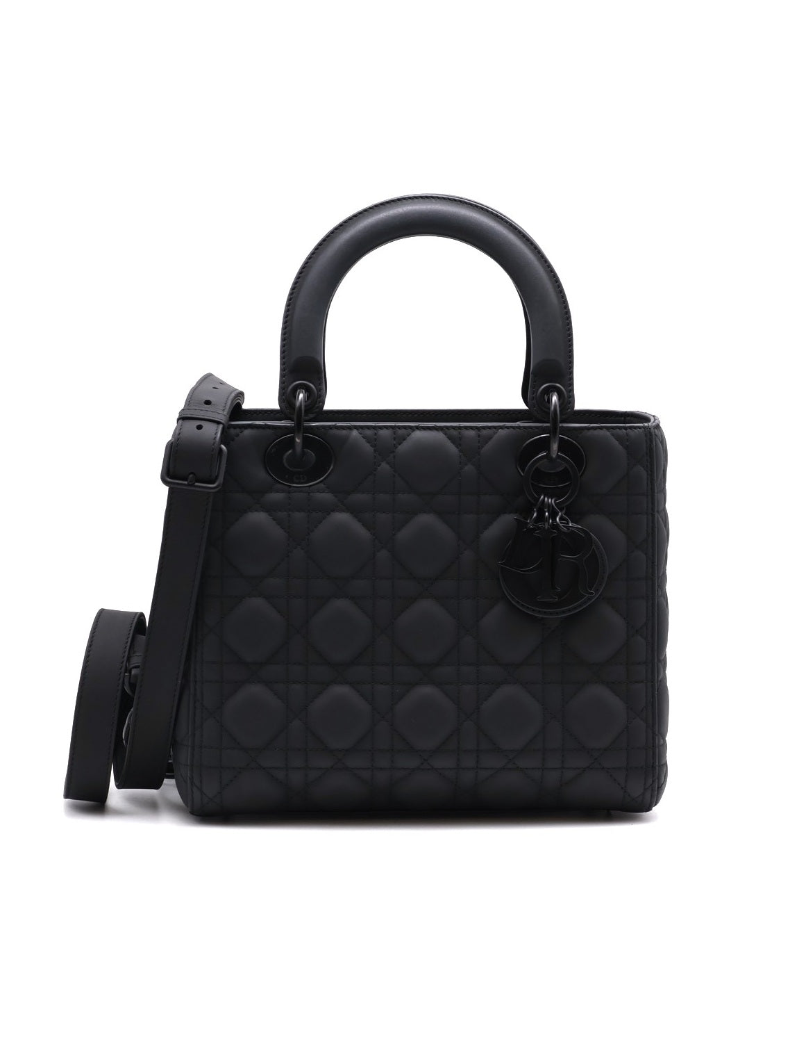 DIOR Lady dior 藤格紋戴妃包 - 中號So black