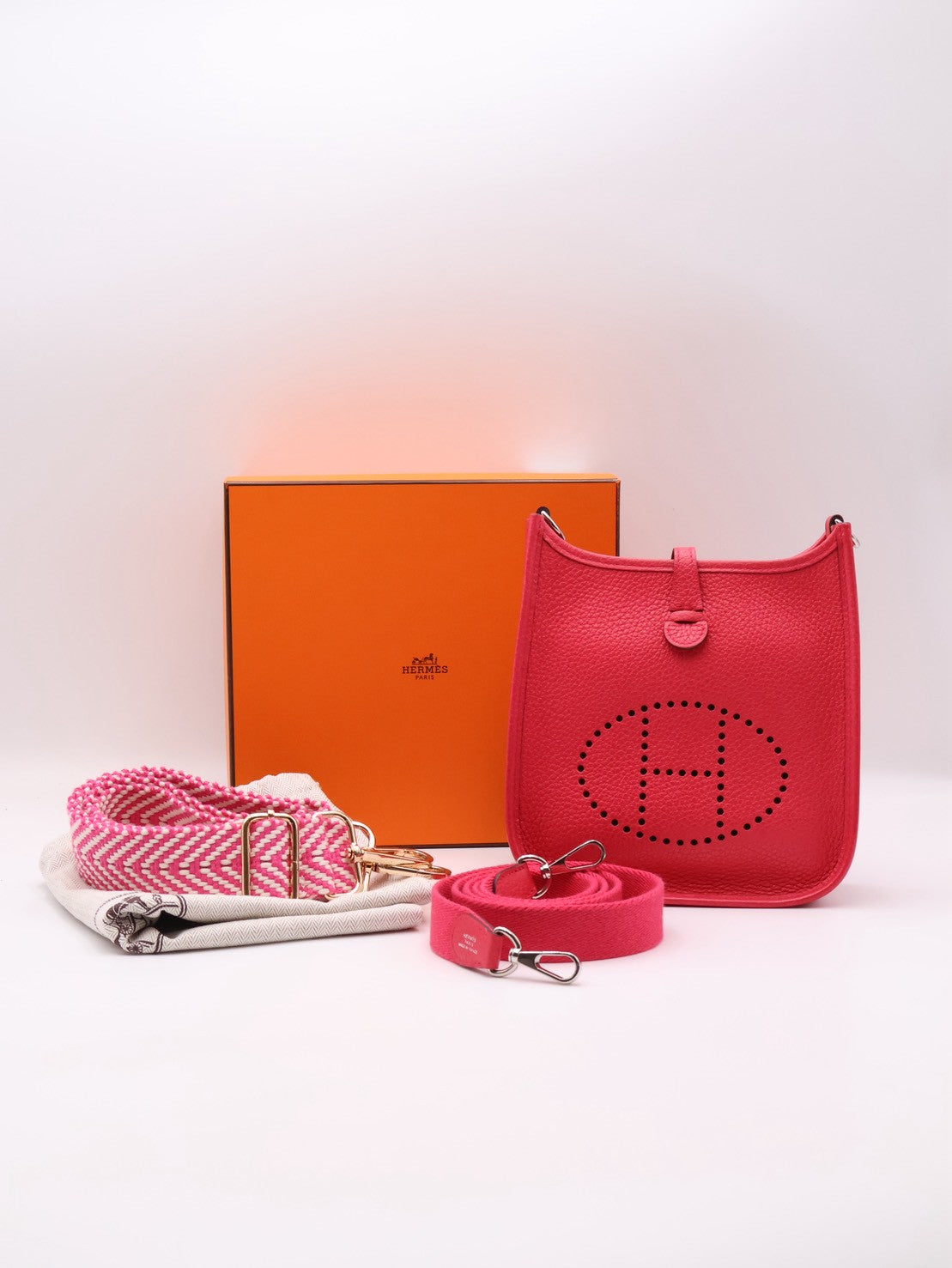 HERMES Mini evelyne - Rose Extreme I6 極致粉銀 D