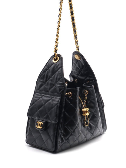 CHANEL 25 Hobo bag - 皺褶小牛皮小號黑金