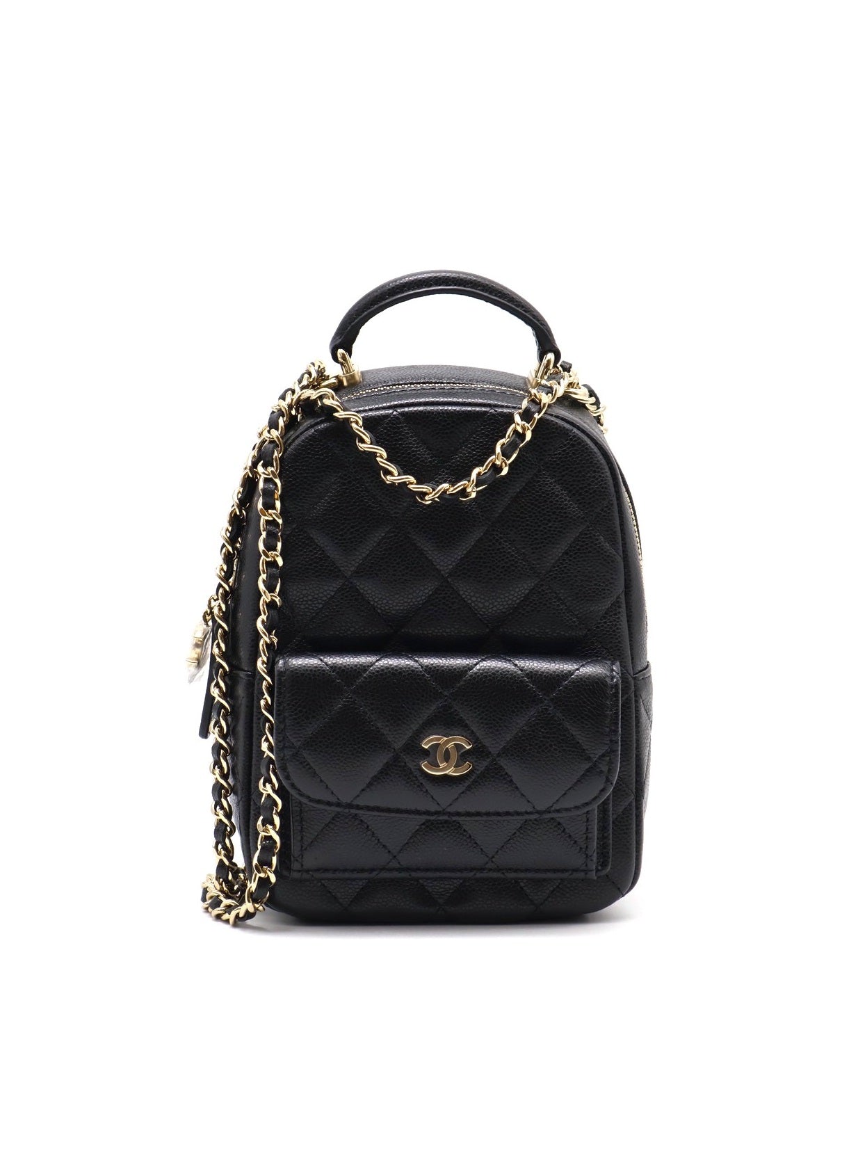 CHANEL 粒面牛皮迷你後背包 - 黑金
