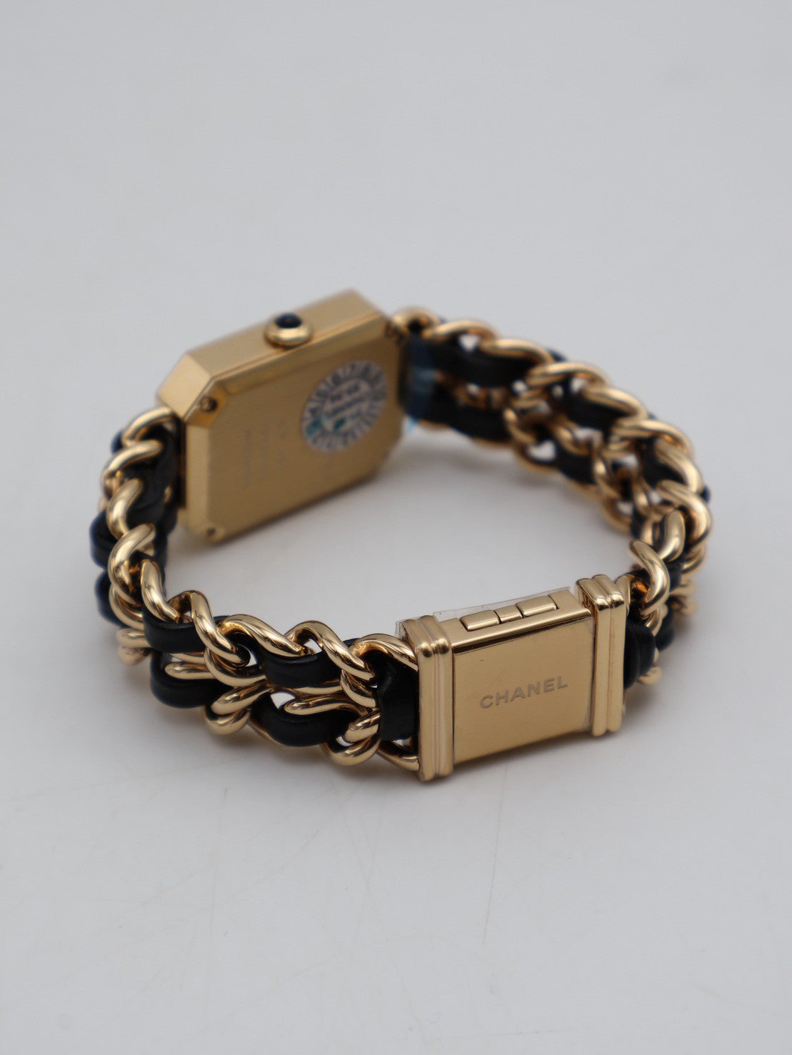 CHANEL 經典Premiers皮穿鍊方糖腕錶 - S黑金