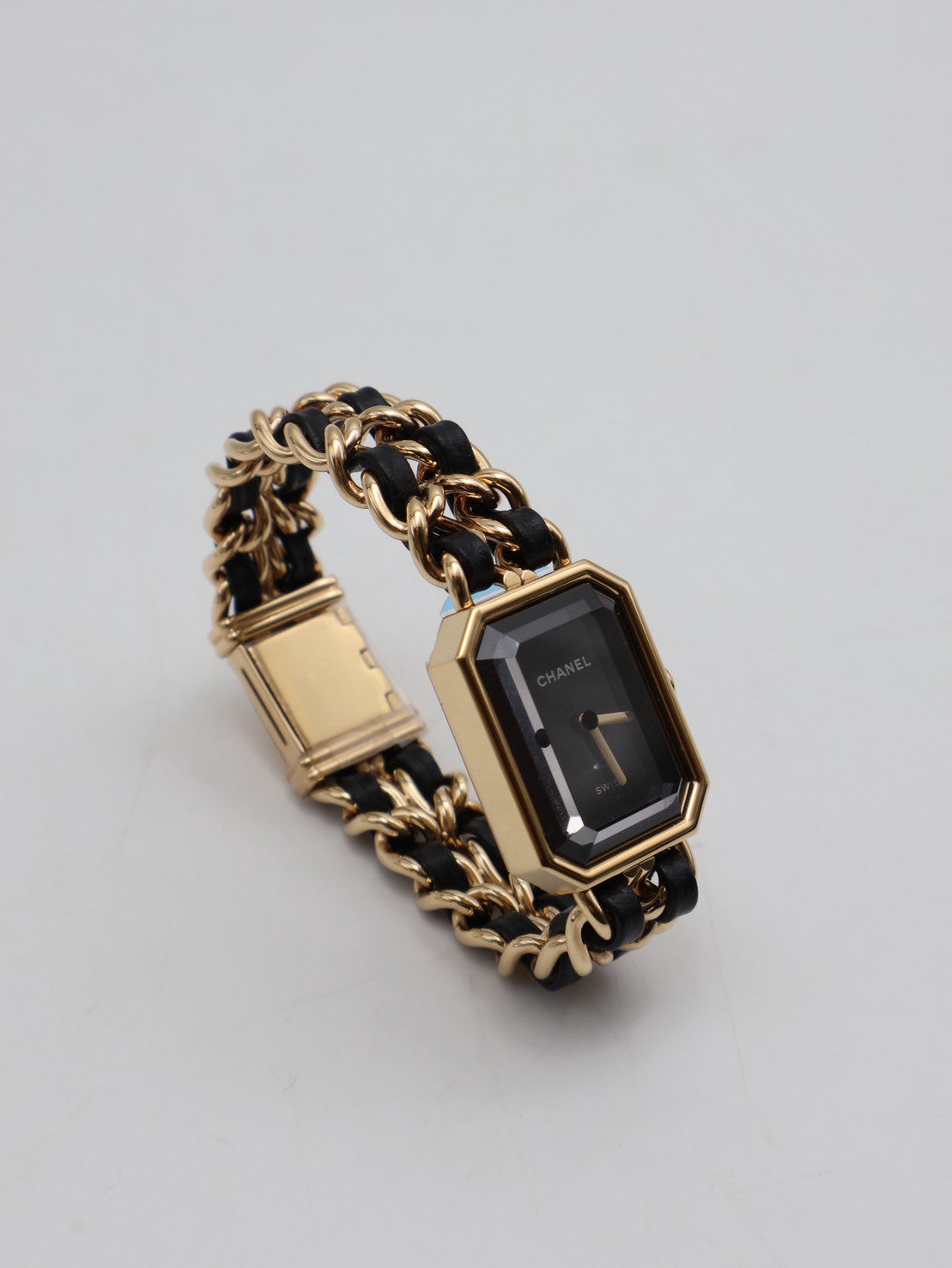 CHANEL 經典Premiers皮穿鍊方糖腕錶 - S黑金
