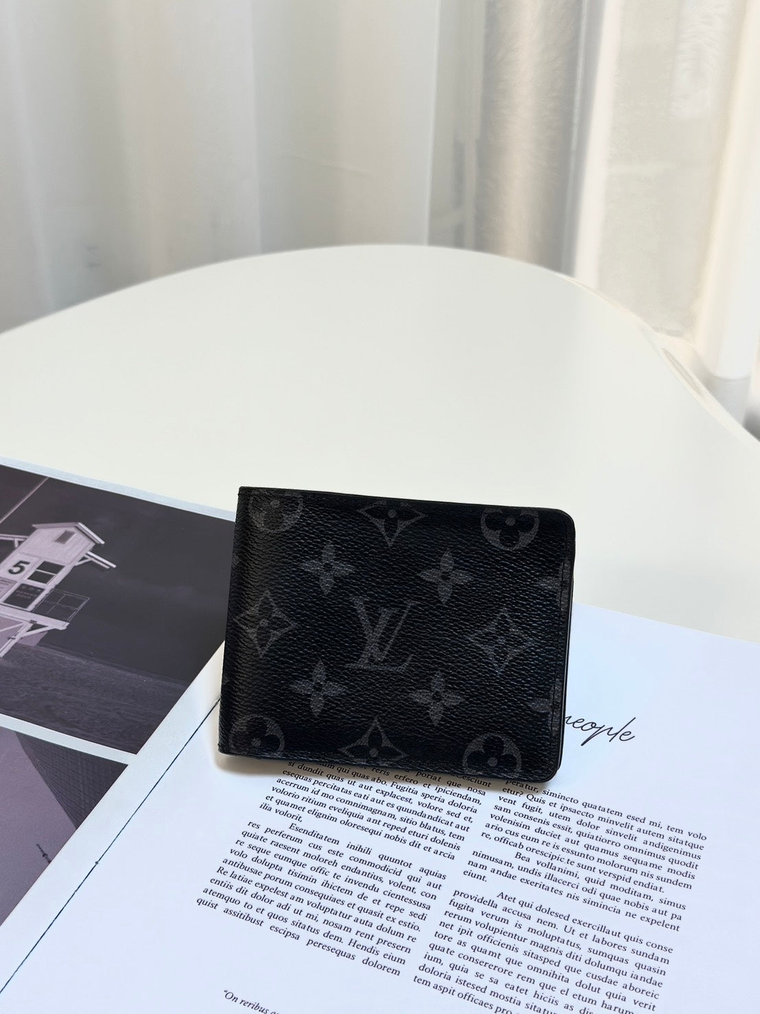 LOUIS VUITTON 雙折短夾 - 灰老花
