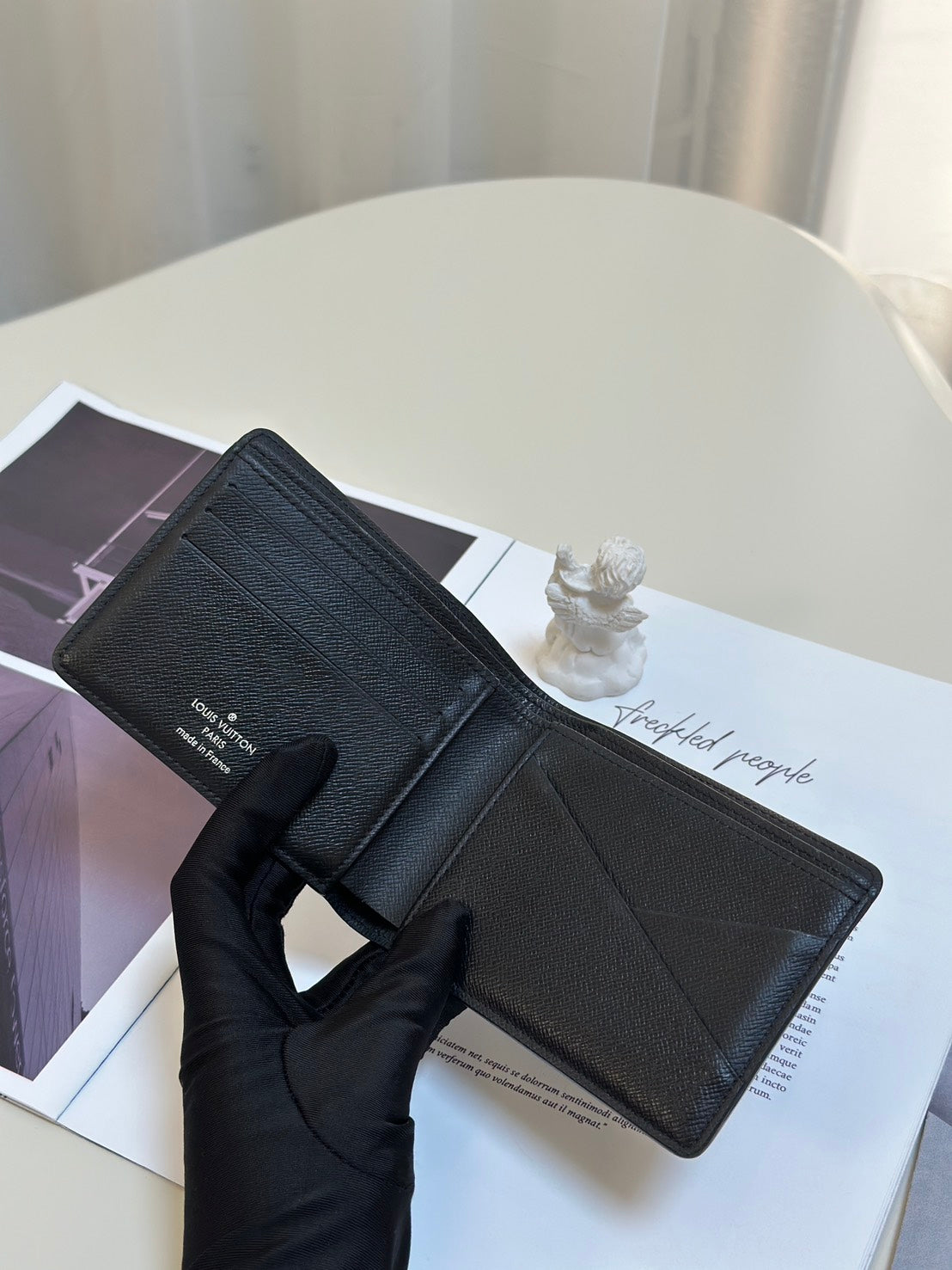 LOUIS VUITTON 雙折短夾 - 灰老花