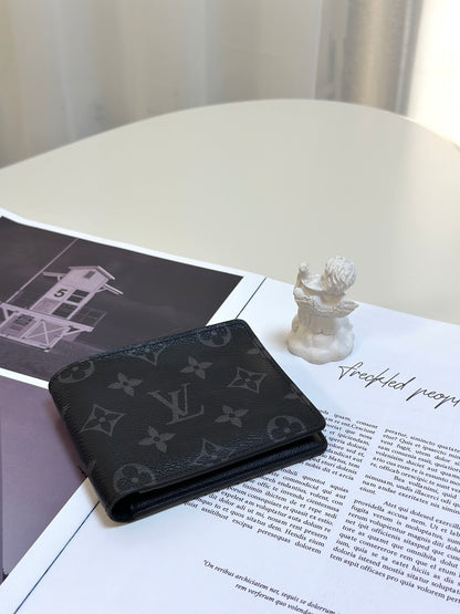 LOUIS VUITTON 雙折短夾 - 灰老花