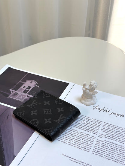 LOUIS VUITTON 雙折短夾 - 灰老花