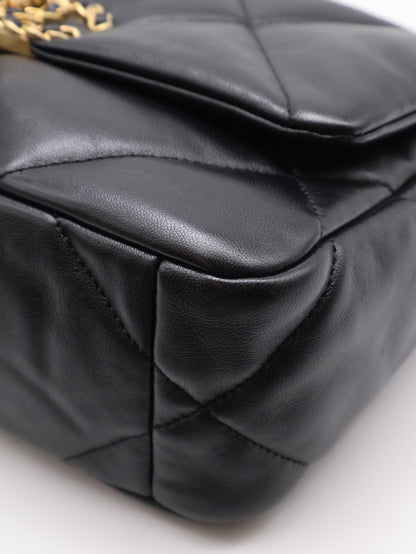 CHANEL 19 Bag 菱格紋羊皮手提肩背包 26 - 黑金