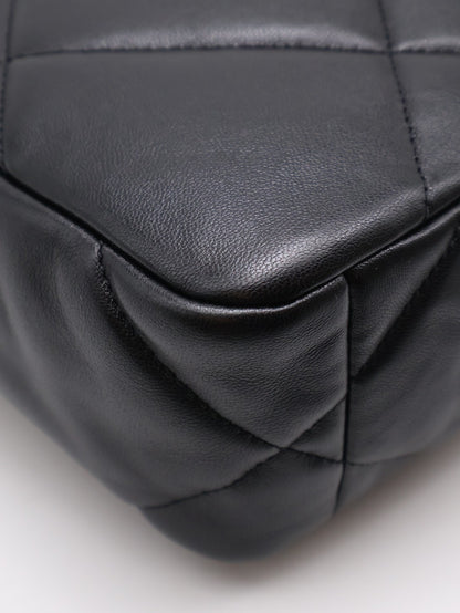CHANEL 19 Bag 菱格紋羊皮手提肩背包 26 - 黑金
