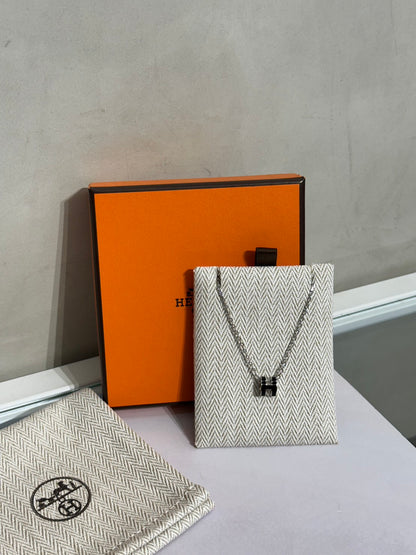 HERMES Mini Pop H項鍊 - 黑銀