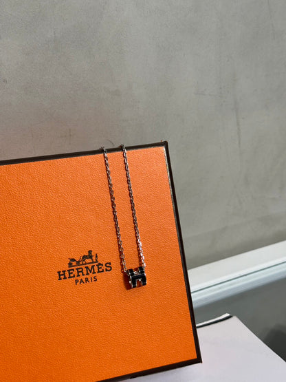 HERMES Mini Pop H項鍊 - 黑銀