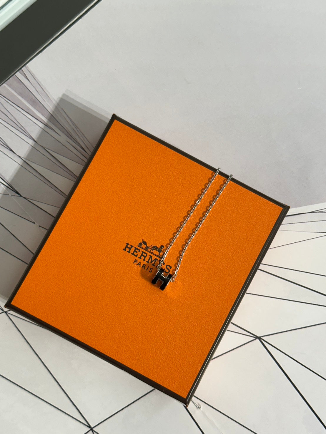 HERMES Mini Pop H項鍊 - 黑銀