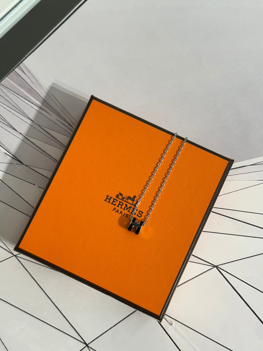 HERMES Mini Pop H項鍊 - 黑銀