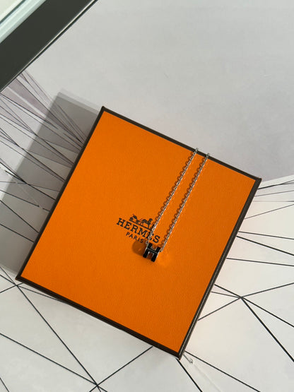 HERMES Mini Pop H項鍊 - 黑銀